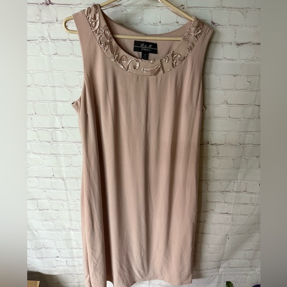 Elegant 2Pc R&M Blush Cream Lace Overlay & Dress - Picture 5 of 8